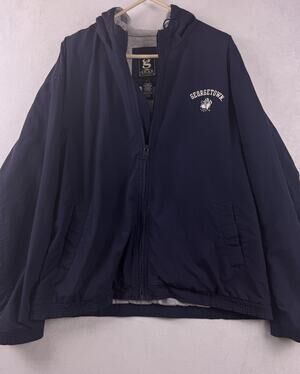 Windbreaker Jacket Georgetown Hoyas Gear for Sports Navy Grey Large Full Zip